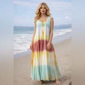 The Pyramid Collection Multi Color Tie-Dye Maxi Dress